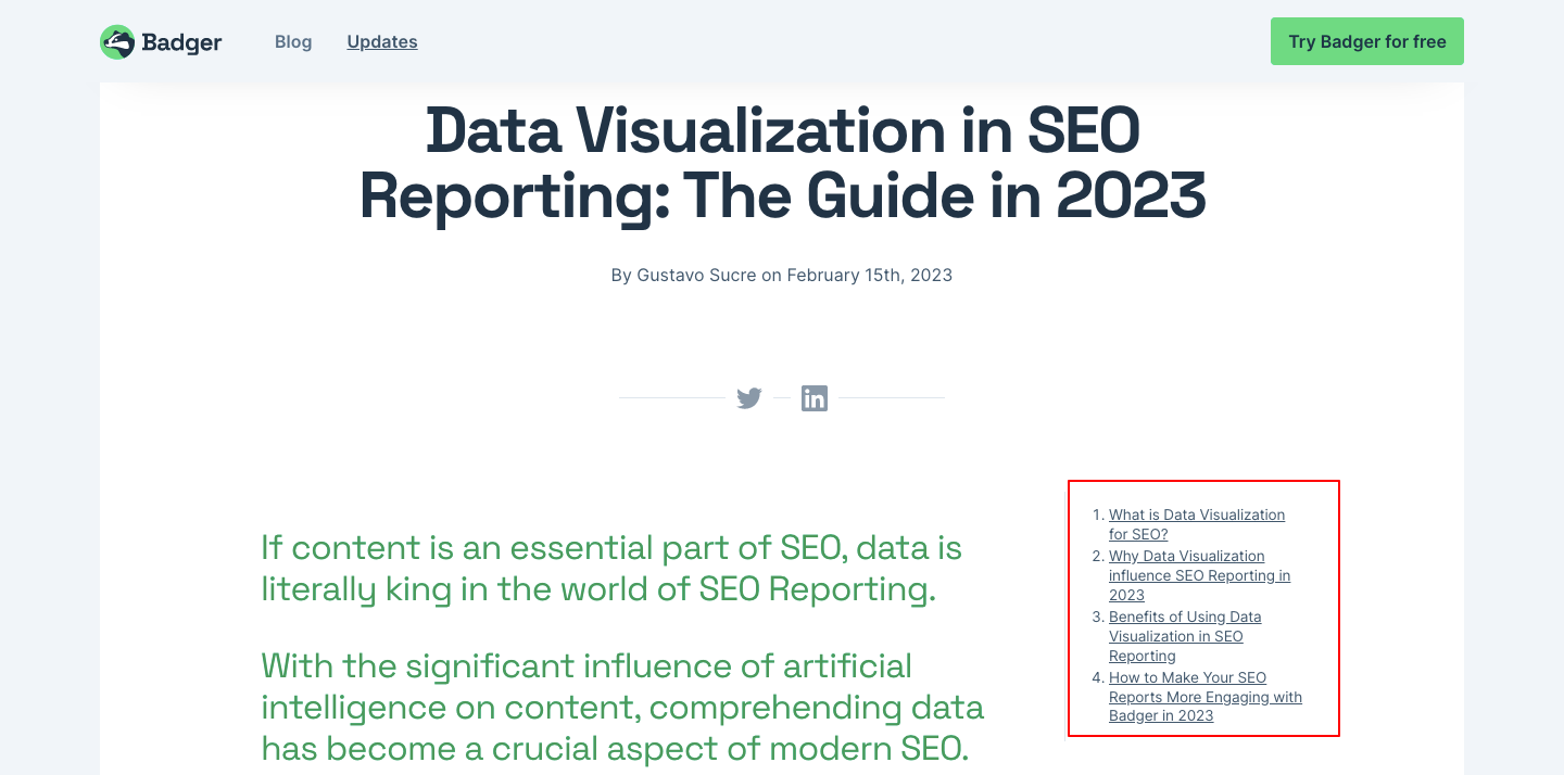 image of an seo table of contents