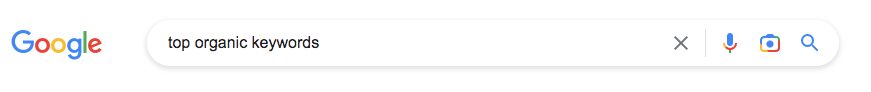 top organic keywords in google's search bar